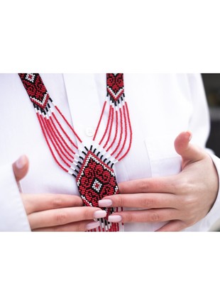 NECKLACE "RED - WHITE GERDAN"2 photo