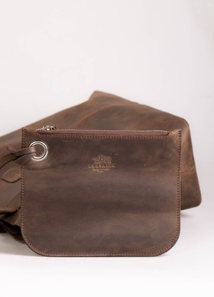 Leather tote bag for woman (dark brown)2 photo