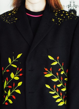Colorful blazer with hand-made embroidery in naive style3 photo