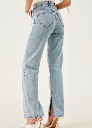 Blue slit jeans5 photo