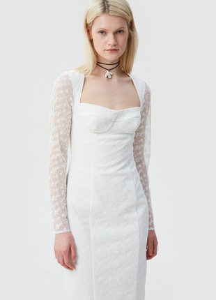 Midi bodycon dress made of milky lace2 photo
