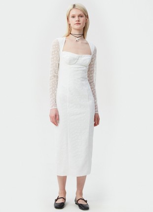 Midi bodycon dress made of milky lace3 photo