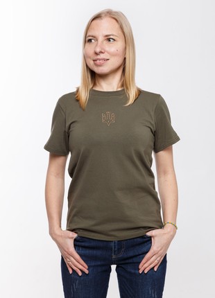 Basic t-shirt with "The trident of Yaroslav the Wise" embroidery khaki5 photo