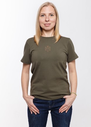Basic t-shirt with "The trident of Yaroslav the Wise" embroidery khaki