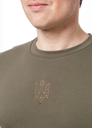 Basic t-shirt with "The trident of Yaroslav the Wise" embroidery khaki2 photo