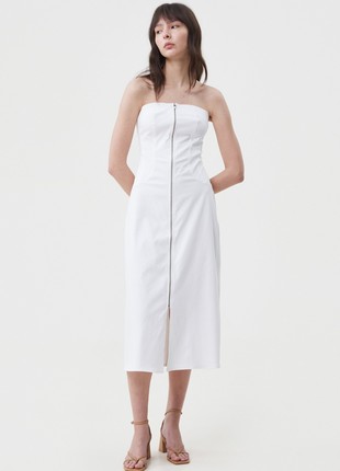 White midi zipped sundress made of cotton2 photo