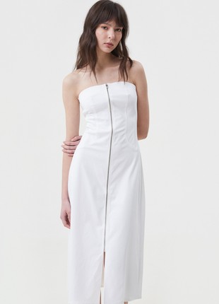 White midi zipped sundress made of cotton3 photo