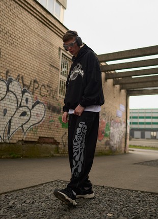 OGONPUSHKA Liquid oversize sports pants are black2 photo