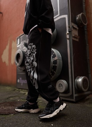 OGONPUSHKA Liquid oversize sports pants are black8 photo