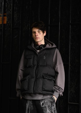 Men's oversized vest OGONPUSHKA Puffi black matte