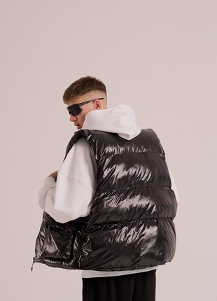 Men's oversized vest OGONPUSHKA Puffi black lacquer4 photo