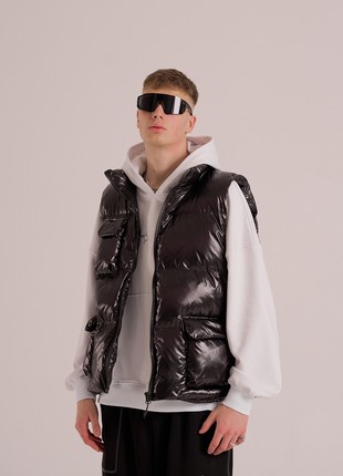 Men's oversized vest OGONPUSHKA Puffi black lacquer5 photo