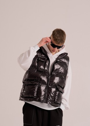 Men's oversized vest OGONPUSHKA Puffi black lacquer