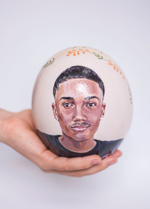 Ostrich Egg - Custom Painted Family Portrait From Photo – 2 persons