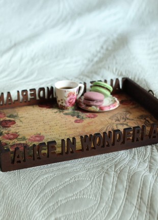 Alice in Wonderland Wood Serving Tray