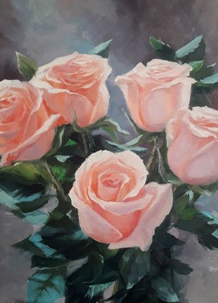 Oil painting "Pink roses"