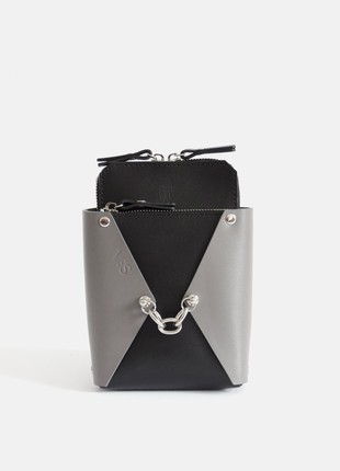 Talia leather bag in black and grey color