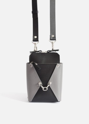 Talia leather bag in black and grey color2 photo