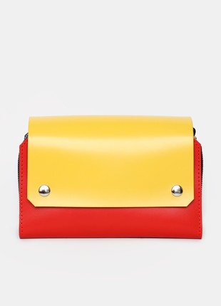 Navi leather bag in yellow, blue and red color