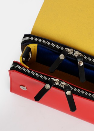 Navi leather bag in yellow, blue and red color2 photo
