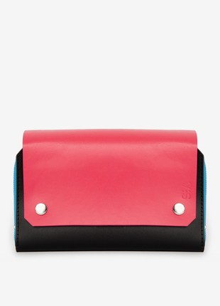Navi leather bag in pink and black color