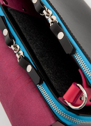 Navi leather bag in blue, dark blue and pink color8 photo