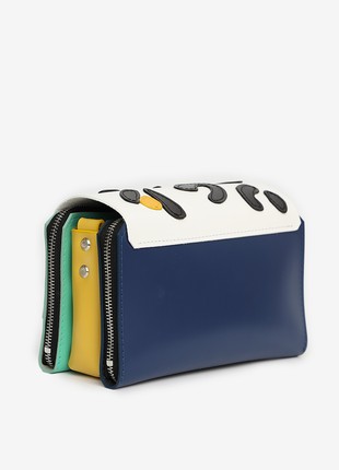 Navi leather bag in white, yellow and mint color4 photo