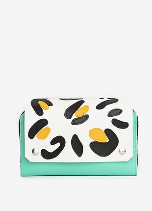 Navi leather bag in white, yellow and mint color