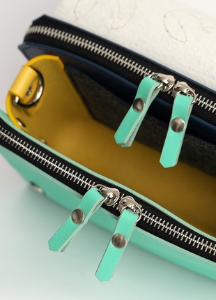 Navi leather bag in white, yellow and mint color5 photo