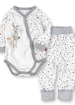 Children's set bodysuit and pants with bunny print Tunes2 photo