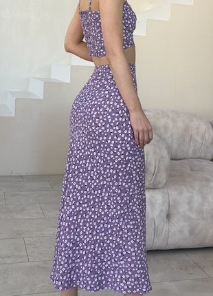 Purple Midi Floral Skirt SHTOYKO2 photo