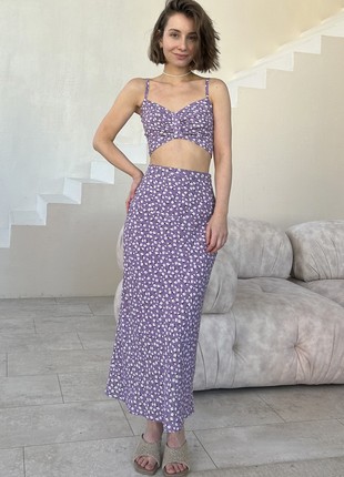Purple Midi Floral Skirt SHTOYKO1 photo