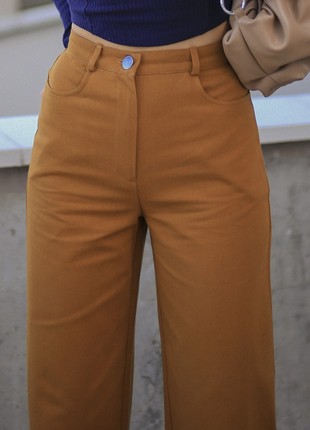 Brown Jersey High Waist Wide Legs Pants SHTOYKO3 photo
