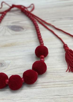 One row red necklace with tassels3 photo