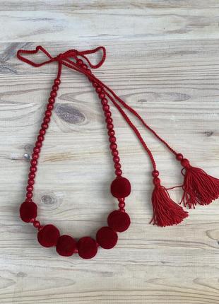 One row red necklace with tassels2 photo
