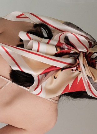 Silk scarf "Churai" with double-sided printing9 photo