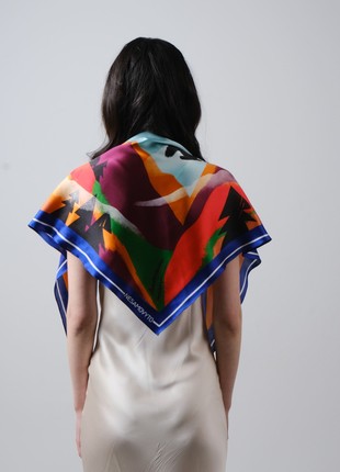 Silk scarf "I'll go to distant mountains" with double-sided printing