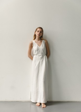 Linen white dress "VOLOSHKY"7 photo
