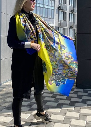 Yellow -Blue scarves Ukrainian spring size 145/1458 photo