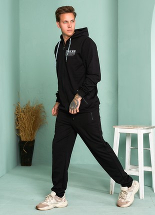 Men’s Tailer elongated demi-season jersey suit with hood and zipper Tall Height