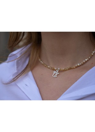 MOTHER OF PEARL NECKLACE WITH ANGEL 925 SILVER