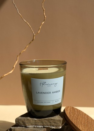 Lavender Amber scented candle by Harmony
