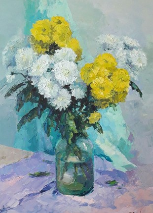 Oil painting Chrysanthemums Serdyuk Boris Petrovich nSerb511
