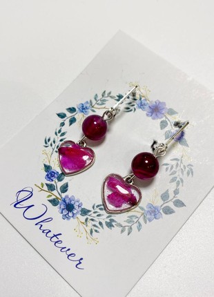 Earrings with dry flowers and natural stones1 photo