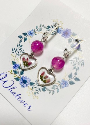 Earrings with dry flowers and natural stones1 photo