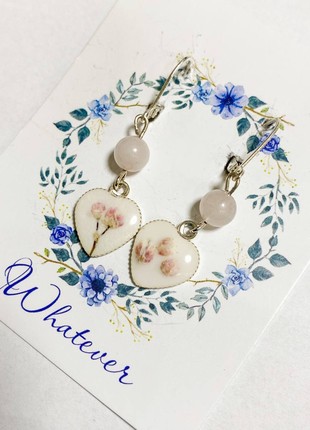 Earrings with dry flowers and natural stones1 photo