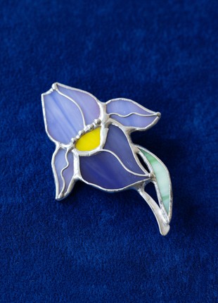 Iris Brooch Broach Flower Stained Glass Pin Jewelry