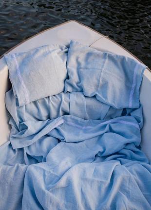 Linen bedding set with cotton lace "cote d'azur". Provence collection.5 photo