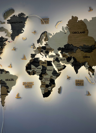 Multilayer world LED map color Wander 150x90 cm (59*35 in)2 photo