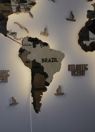 Multilayer world LED map color Wander 150x90 cm (59*35 in)6 photo